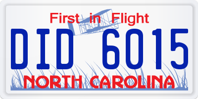 NC license plate DID6015