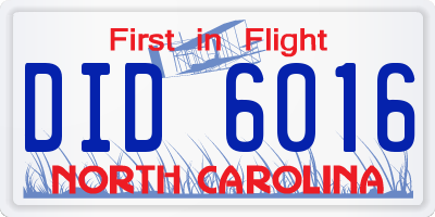 NC license plate DID6016