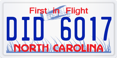 NC license plate DID6017