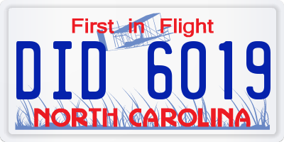 NC license plate DID6019