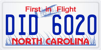 NC license plate DID6020