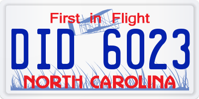 NC license plate DID6023