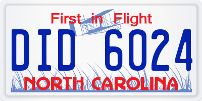 NC license plate DID6024