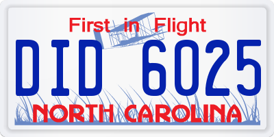 NC license plate DID6025