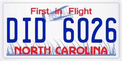 NC license plate DID6026