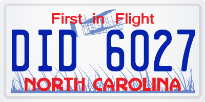 NC license plate DID6027