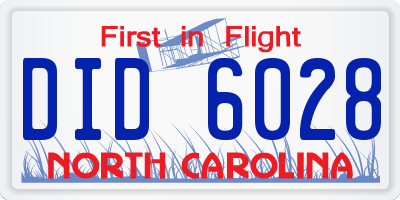 NC license plate DID6028