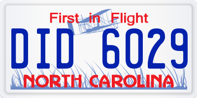 NC license plate DID6029