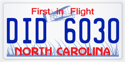 NC license plate DID6030