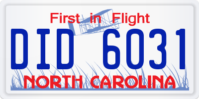 NC license plate DID6031