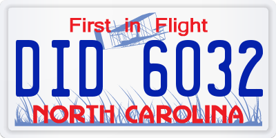 NC license plate DID6032