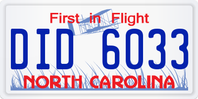 NC license plate DID6033