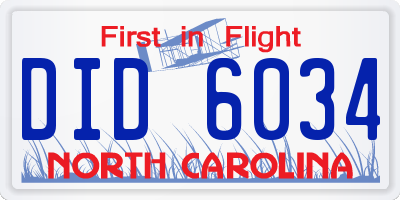 NC license plate DID6034