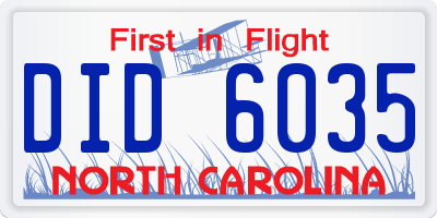 NC license plate DID6035