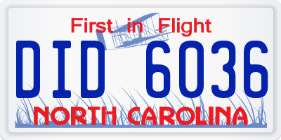 NC license plate DID6036