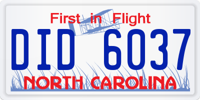 NC license plate DID6037