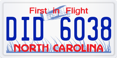 NC license plate DID6038