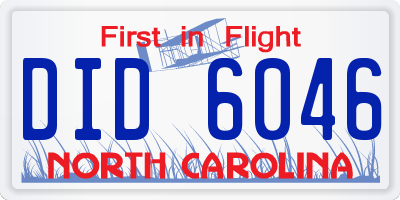 NC license plate DID6046