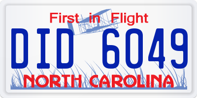 NC license plate DID6049