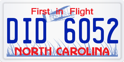 NC license plate DID6052