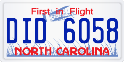 NC license plate DID6058