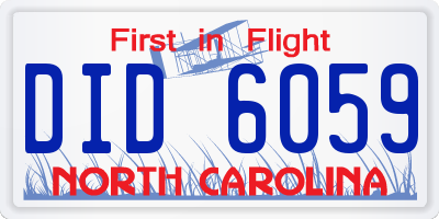 NC license plate DID6059