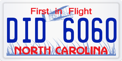 NC license plate DID6060