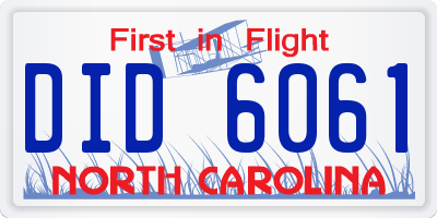 NC license plate DID6061