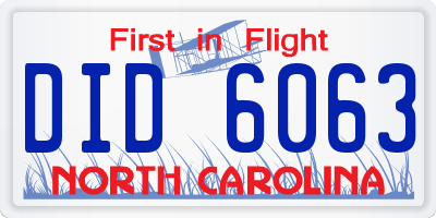 NC license plate DID6063