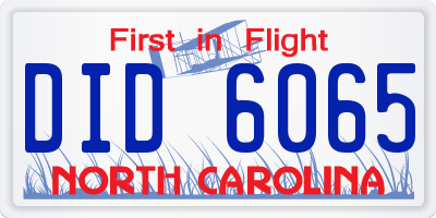NC license plate DID6065