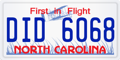 NC license plate DID6068
