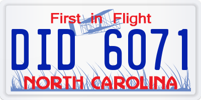 NC license plate DID6071