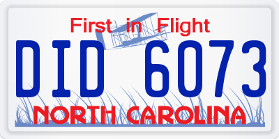 NC license plate DID6073