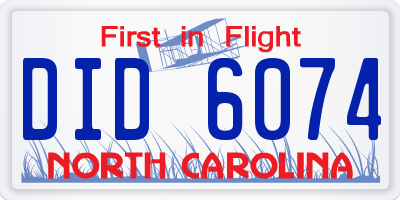 NC license plate DID6074