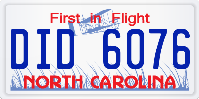 NC license plate DID6076