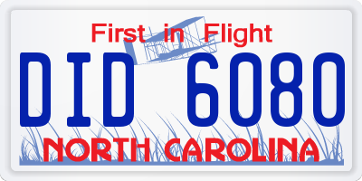 NC license plate DID6080