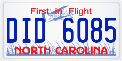 NC license plate DID6085