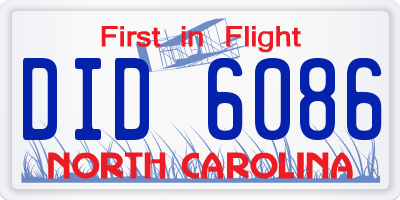 NC license plate DID6086