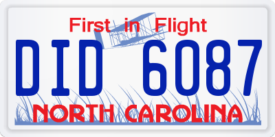 NC license plate DID6087
