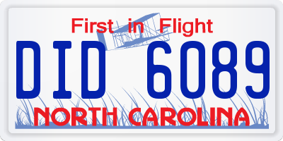 NC license plate DID6089