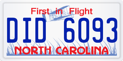 NC license plate DID6093