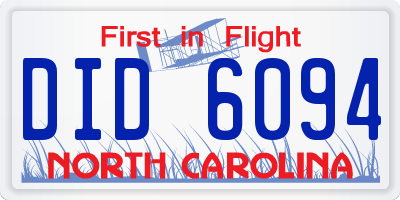 NC license plate DID6094