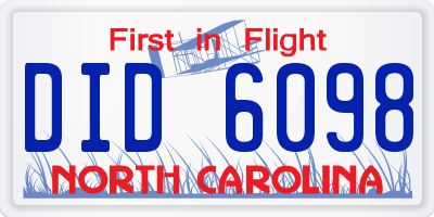 NC license plate DID6098