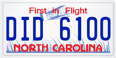 NC license plate DID6100