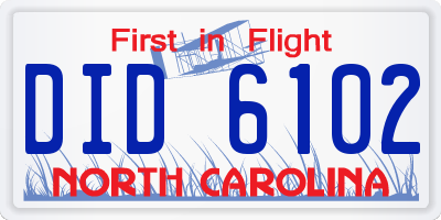 NC license plate DID6102