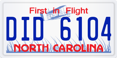 NC license plate DID6104