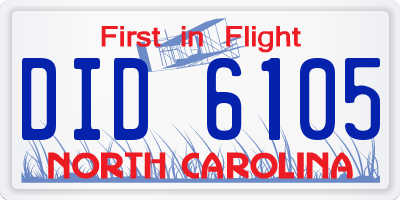 NC license plate DID6105