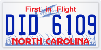 NC license plate DID6109
