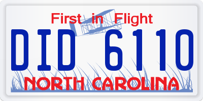 NC license plate DID6110