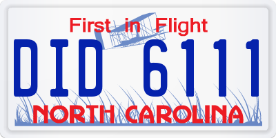 NC license plate DID6111